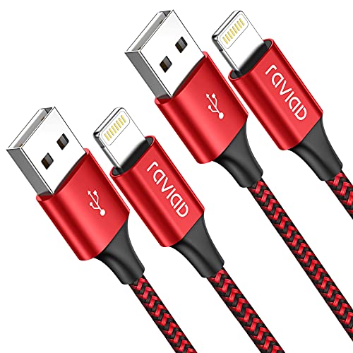 Cable iPhone Cable Lightning [2Pack 3M] Cargador iPhone MFi Certificado Carga Rápida Trenzado de Nylon Compatible con iPhone 11 Pro XS MAX XR X 8 Plus 7 Plus 6S 6 Plus 5 5S 5C SE - Rojo