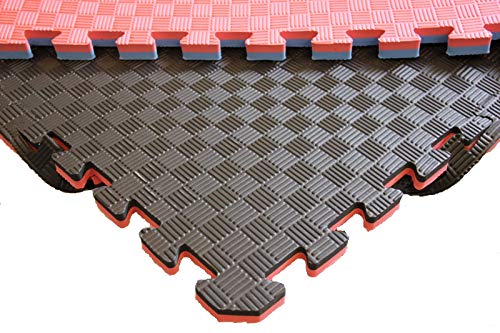 Mugar Tatami Puzzle Artes Marciales 100x100cms y Espesor de 2,00cms Negro/Rojo Reversible Esterilla Goma Espuma Estructura