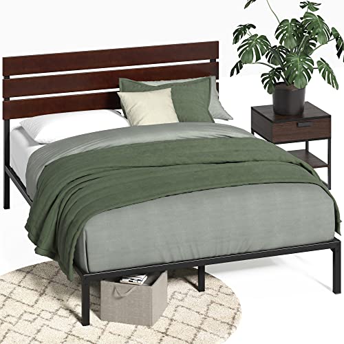 Zinus Figari 31 cm Bastidor de cama sostenible con plataforma de bambú y metal con cabecero de lamas | Somier de lamas de acero | Fácil montaje | 150 x 190 cm | Hermoso acabado