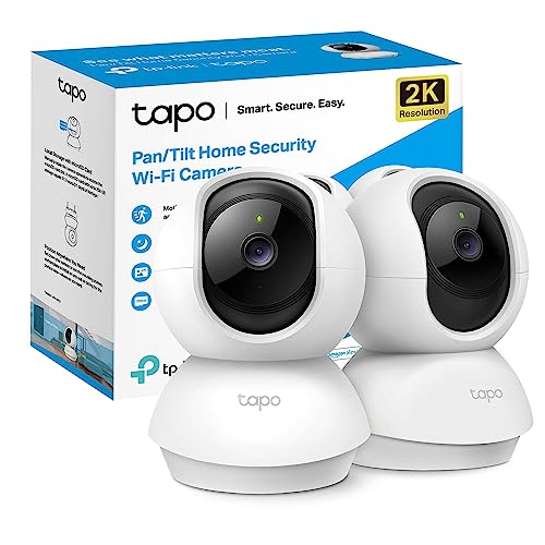Tapo TP-Link C210(2-Pack) - Cámara IP WiFi 360° Cámara de Vigilancia 2K (3MP),Visión Nocturna Admite Tarjeta SD hasta 256 GB, Detección de Movimiento, Control Remoto, Compatible con Alexa
