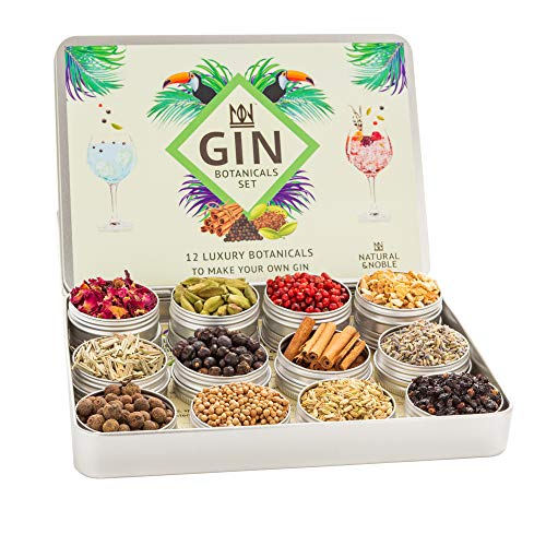 Gin Botanicals Kit de regalo de infusiones para gin-tonic, juego de 12 ingredientes botánicos y especias para ginebra