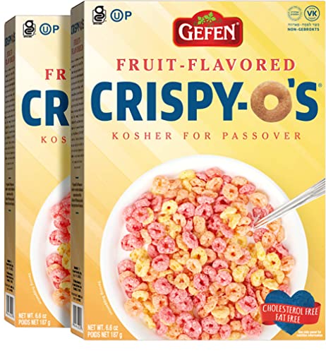 Gefen Crispy-O - Cereal sin gluten con sabor a frutas, 6.7 onzas (paquete de 2), sin granos, bajo en calorías, sin grasa, sin colesterol, Kosher para Pascua, bajo en sodio