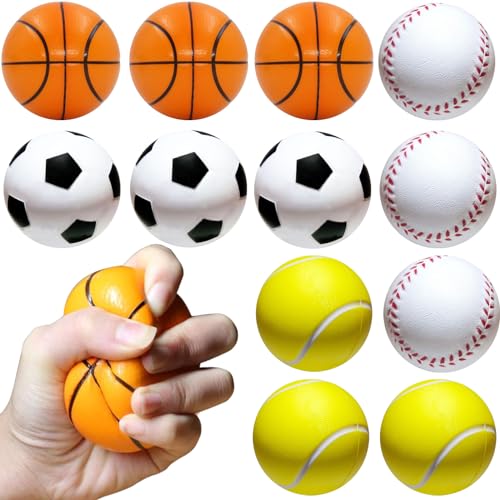 JOKILY 12 mini pelotas deportivas de espuma blandas de espuma, pelotas deportivas de espuma, pelotas de deporte de espuma, pelotas de espuma inflables para niños y adultos