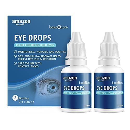 Amazon Basic Care Colirio ocular con hialuronato de sodio al 0.2 %, 15 ml (Paquete de 2)