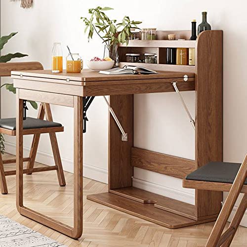 Mesa de pared plegable, mesa de comedor montada en la pared, escritorio oculto con estante de almacenamiento, escritorio extensible de madera, mesa multifunción que ahorra espacio para comedor, cocina