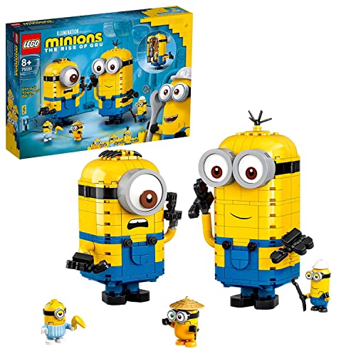 LEGO 75551 Minions y su Guarida para Construir, Juguete de Consttucción de Kevin, Bob y Stuart con Herramientas, Accesorios y Banana
