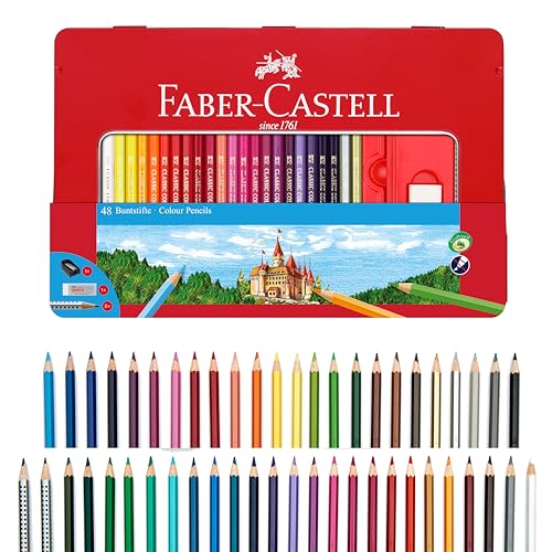 Faber-Castell 115886 - Estuche de metal con 36 lápices de colores, multicolor