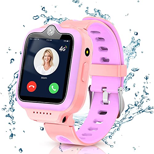 Reloj Inteligente para Niños, Smartwatch Telefono, 4G Safe Smartwatch localizador GPS, Llamada SOS, Música, Podómetro Chat de Voz Despertador Camara per Niño y Niña de 5-12 Años