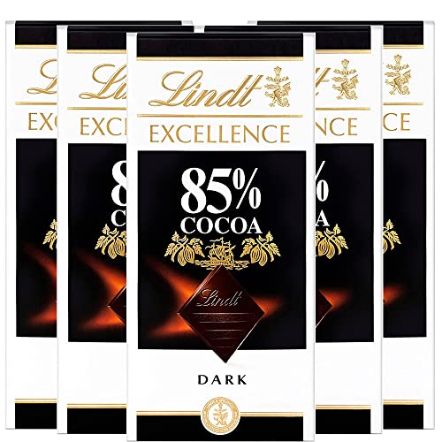Lindt Tableta de chocolate negro Excellence 85% Cacao - 100 g, pack de 5