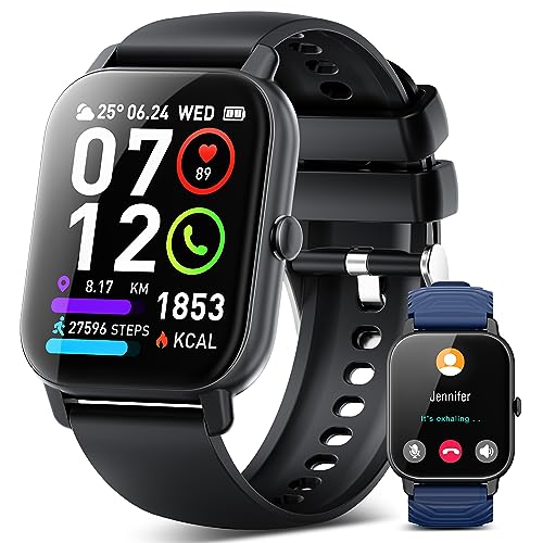 Poounur Reloj Inteligente Hombre Mujer, 1,85' smartwatch Hombre con Llamadas Bluetooth, 112 Modos Deporte, Monitor de Ritmo Cardíaco y Sueño, Impermeable IP68, Smartwatch para Android iOS