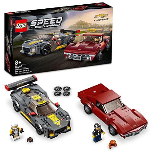 LEGO 76903 Speed Champions Deportivo Chevrolet Corvette C8.R y Chevrolet Corvette de 1969, Coches de Juguete para niños de 8 años o más, maquetas