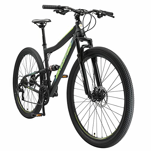 BIKESTAR Bicicleta de montaña Suspensión Doble Completa 29 Pulgadas | Cuadro 19' Cambio Shimano de 21 velocidades, Freno de Disco, Fully MTB Negro
