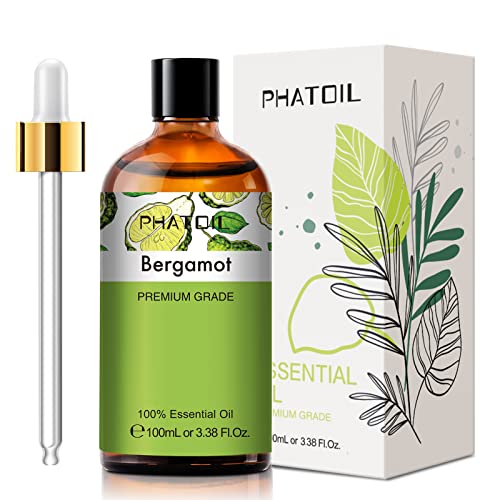 PHATOIL Aceites Esenciale de Bergamota 100 ml, Aceite Esencial de Aromaterapia, Aceite Esenciales para Humidificador, Difusor