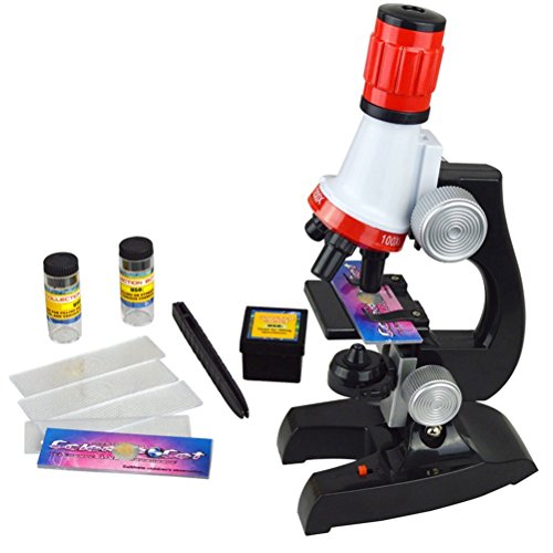 Jzhen Microscopio para Niños Microscopio Infantil Portatil, Children Science Microscope Kit 1200X 400X 100X Magnification los Equipos De Ciencia para Niño