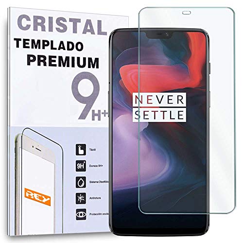 REY Protector de Pantalla para ONEPLUS 6 / ONE PLUS 6, Cristal Vidrio Templado Premium