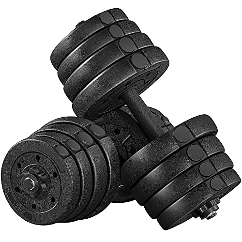 Yaheetech Mancuernas Ajustables 2x15 kg Pesos Fitness Entrenamiento con Barras de Acero y Discos Juego de Pesas Musculacion con Cerraduras de Estrella