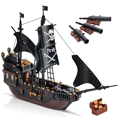 URGEAR Creator Pirate Ship Juguete - Set de Construcción de Barco de Bloques, Set de Construcción de Piratas, Juguetes Regalo de Barco Vikingo para Niños y Niñas de 8, 9, 10, 11, 12 y más (621 pzs)