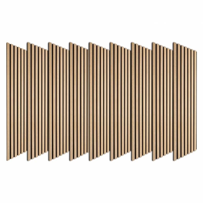 DECOON Pack cabecero madera 270 cm – Lote de 9 revestimientos de pared listones madera 120 x 30 x 1 cm – láminas roble claro fondo negro 3,24 m²