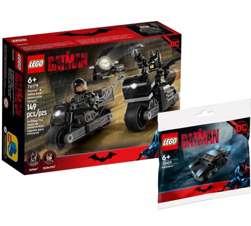 Lego Set – Batman & Selina Kyle: caza de persecución en moto 76179 + bolsa de plástico Mini Batmobil 30455