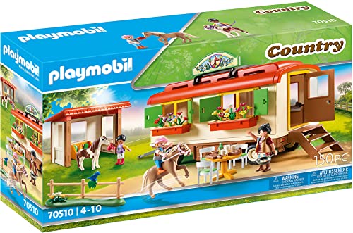 PLAYMOBIL Country 70510 Caravana Campamento de ponis, Juguetes para niños a partir de 4 años