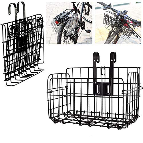 ASPIRER Cesta delantera de bicicleta – Plegable y desmontable de malla metálica de liberación rápida cesta para bicicleta multiusos (negro)