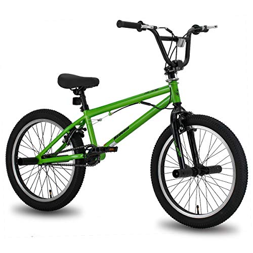Hiland 20 Pulgadas Bicicletas BMX Freestyle Sistema de Rotor de 360° Estilo Libre, Verde, Bicicletas Freestyle con 4 Pegs y Rueda Libre