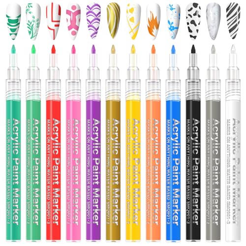 12 Colores Bolígrafo De Uñas, Nail Art Point Grafiti Pen Set, Bolígrafo Para Dibujar Para DIY Dotting, Herramienta De Manicura De Decoración De Belleza De Arte De Uñas, Manicura Regalo Para