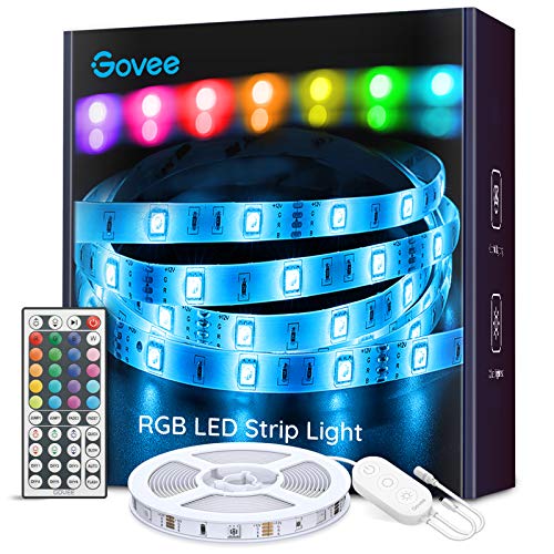Govee Tira LED, Luces LED Habitación 5m con Control Remoto y Caja de Control, Tiras LED RGB Adhesivas 12V con 20 Colores y 6 Modos de Escena para Decoracion de Pared, Techo