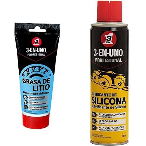 3-EN-UNO Profesional - Grasa de Litio Tubo -150gr & Lubricante de silicona en Spray- 250 ml