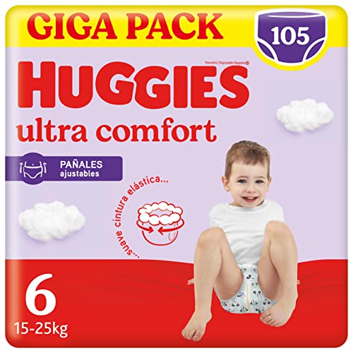 Huggies Ultra Comfort Pañal Braguita para Bebé con Disney Talla 6 (15-25 kg), 3 Packs x 53 Pañales, Total 105 Pañales