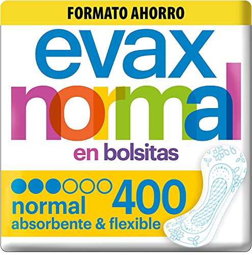 Evax Salvaslip Normal, 400 Unidades, Absorbente y Flexible Siéntete Fresca y Limpia Durante Todo el Día - Formato Ahorro en Bolsitas