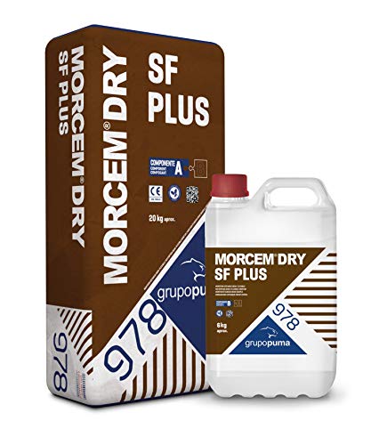 Morcem Dry SF Plus: Mortero impermeable semiflexible bicomponente para piscinas, depósitos de agua potable, spas, duchas, para revestimientos impermeables. 20 kg + 6 kg Gris. Grupo puma