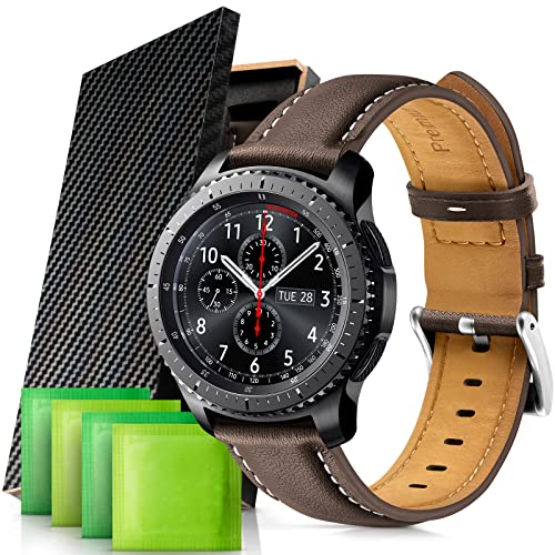 Correa de Reloj de Cuero para Samsung Galaxy Watch 46 mm, Correa de Repuesto para Relojes Inteligentes Compatible con Samsung Gear S3 Frontier/Classic/Samsung Galaxy Watch 3 45mm