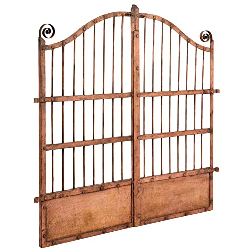 Biscottini Puerta de hierro para exterior de 115 x 115 x 5 cm | Puerta de hierro forjado con acabado envejecido | Puerta de jardín exterior de una sola pieza