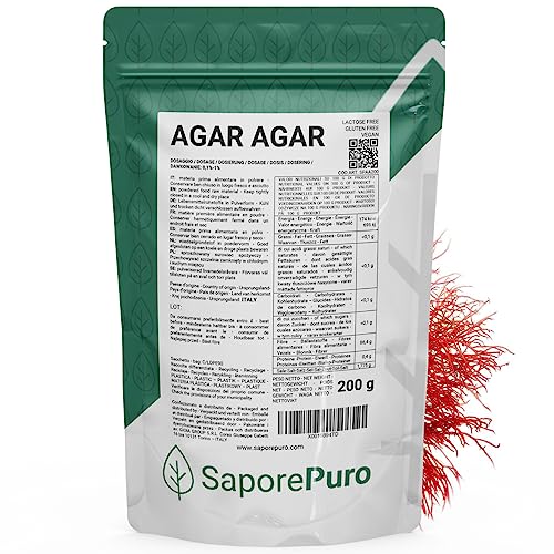 Saporepuro Agar Agar en polvo 200 gr - Espesante y Gelificante vegetal natural