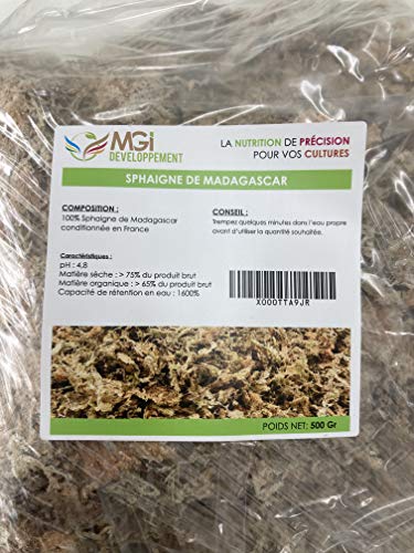 MGI DEVELOPPEMENT Esphagnum de Madagascar 500GR - sustrato vegetal para cultivos fuera del suelo (500 GR)