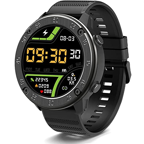 IOWODO Smartwatch, Reloj Inteligent Hombre - Impermeable IP68 | Esfera de Reloj de DIY | Tiempo | Caloría | Pulsometro | Sueño | 9 Deportes, Smartwatch Hombre para Android e iOS (2 Correas)
