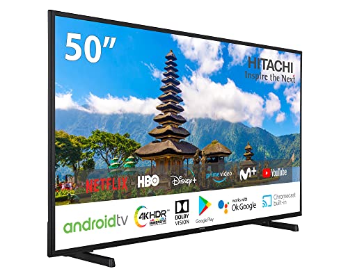 Hitachi 50HAK5450, Android Smart TV 50 Pulgadas, 4K Ultra HD, HDR10, Dolby Vision, Bluetooth, Google Play, Chromecast Integrado, Compatible con Google Assistant, Dolby Atmos