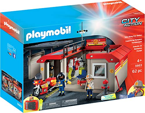 Playmobil - Juego de estación de Bomberos para Llevar a lo Largo (5663)
