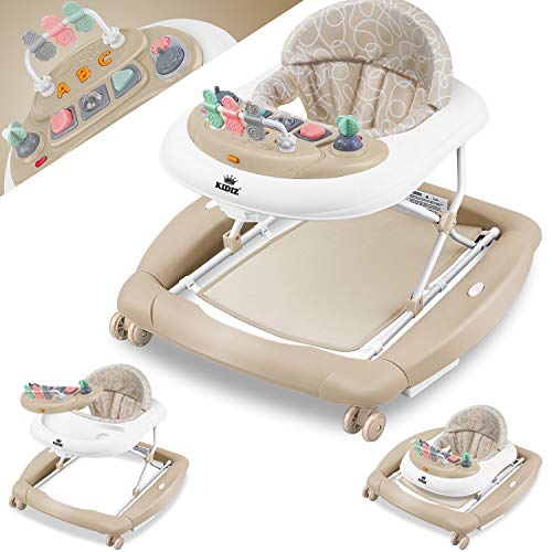 KIDIZ® 4 en 1 Babywalker juego y andador para bebés, función de columpio hamaca para bebés con ruedas, luz, música, centro de juegos, mesa de comedor, silla para caminar bebés a partir de 6 meses