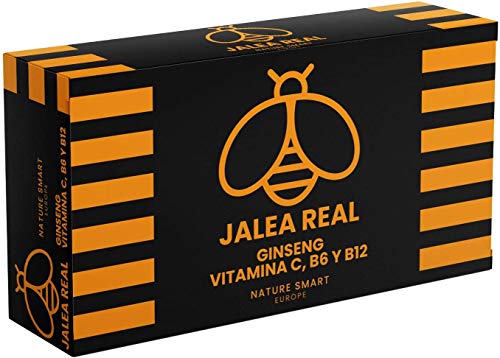 Jalea Real Con Ginseng | Vitamina C | Vitaminas B6 y B12 | Aporta Energía y Vitalidad |Refuerza las defensas (20 AMPOLLAS)
