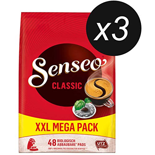 Senseo Classic Cápsulas monodosis de café, 3 unidades, sabor intenso y sabroso, 144 cápsulas