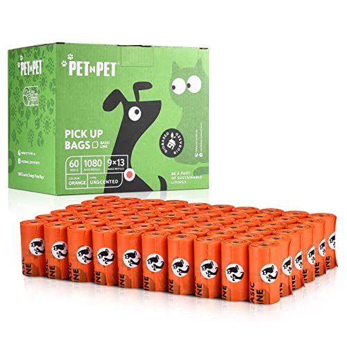 PET N PET 1000 cuenta naranja grande perro bolsas de basura, sin perfume 50 rollos (bolsas)