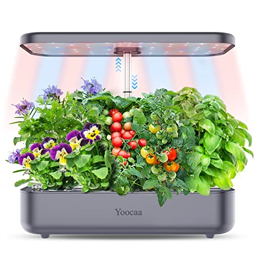 Yoocaa Sistema de cultivo hidropónico de 12 Pods, kit de jardín de hierbas para interiores con luz de crecimiento LED, maceta de jardín inteligente para cocina en el hogar