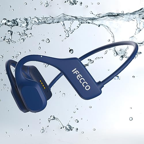 IFECCO Auriculares de Conducción ósea Bluetooth 5.2 - Auriculares de Natación IP68 Impermeables Subacuáticos,Auriculares Deportivos Inalámbricos con 8GB MP3 para Nadar Correr y Ciclismo
