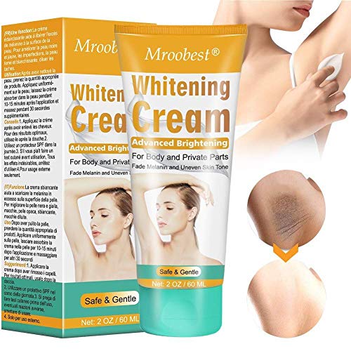 Whitening Cream, Crema Blanqueadora, Skin Whitening Cream, Eficaz para axilas, rodillas, codos, zonas sensibles y privadas, blanquea, nutre, repara y restaura la piel