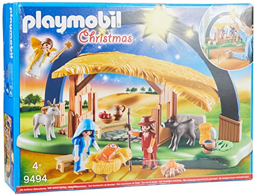 PLAYMOBIL Pesebre navideño iluminado 9494 con pies desplegables, para niños a partir de 4 años, multicolor, 1 pieza