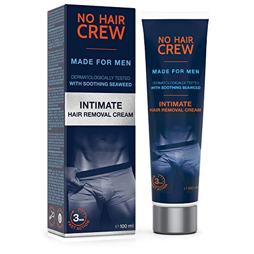 NO HAIR CREW Crema Depilatoria Íntima Premium -, calmante, todo tipo d epiel, Extra Suave Hecha Para Hombres, 100 ml