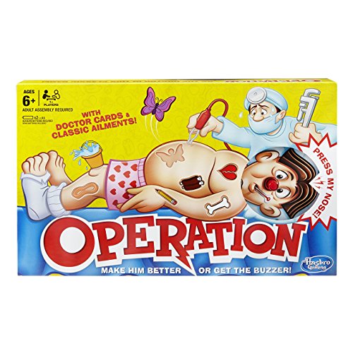 Hasbro Gaming Classic Operation Game, Electronic Board Game with Cards, Indoor Game for Kids Ages 6 and Up