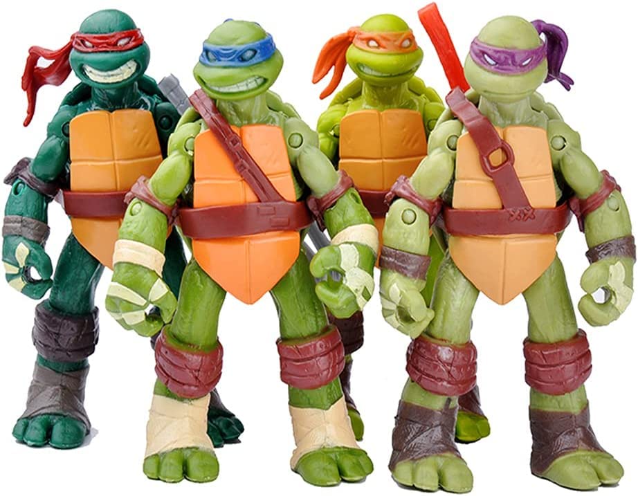 GXRYSL 4pcs Turtles Action Figures Set Teenage Mutant Figures 12cm, Anime Character Figures for Kids Birthday Collection